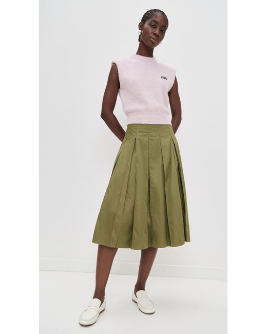 La Ligne Green Pleated Skirt