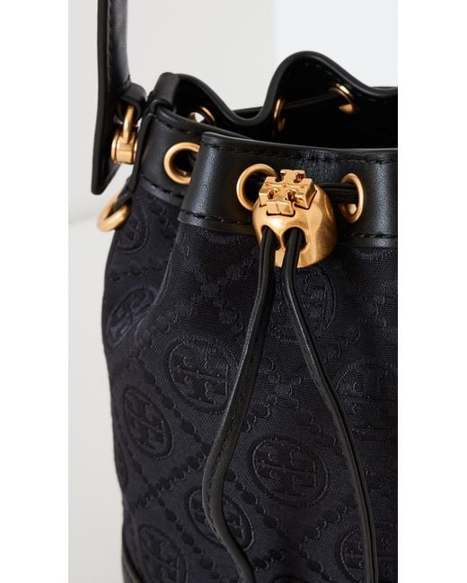 Tory Burch Black Mini T Monogram Bucket Bag
