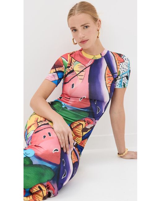 Stella Jean Multicolor Short Sleeved Dress Corta