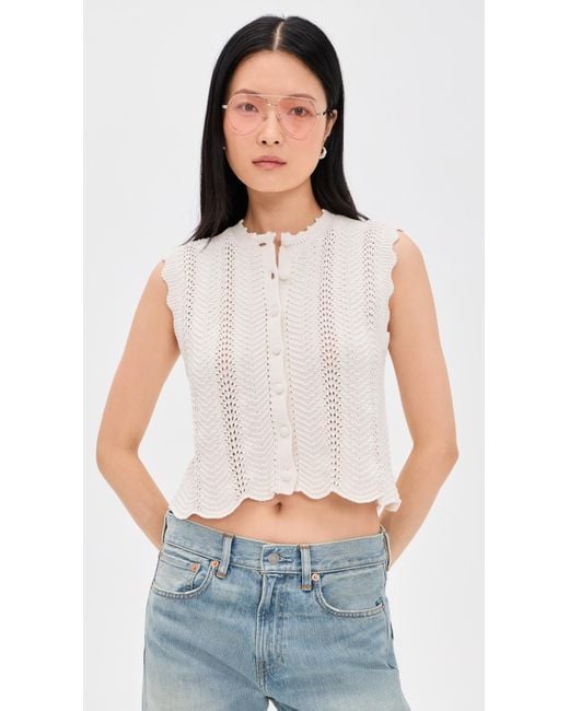 Madewell Black Wavy-Knit Button-Front Shell Top