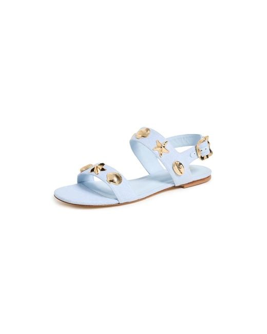 Larroude Blue Madison Flat Sandals