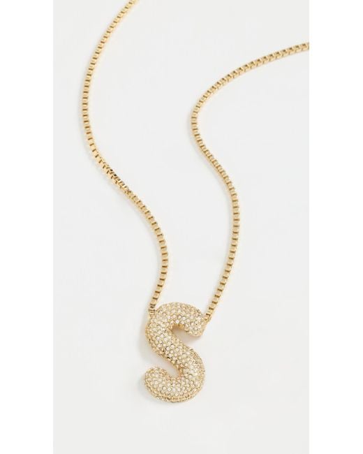 BaubleBar White Pave Bubble Initial Necklace