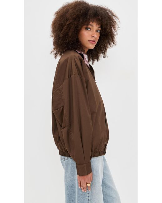 Pixie Market Brown Plaid Contrast Bomber Jacket