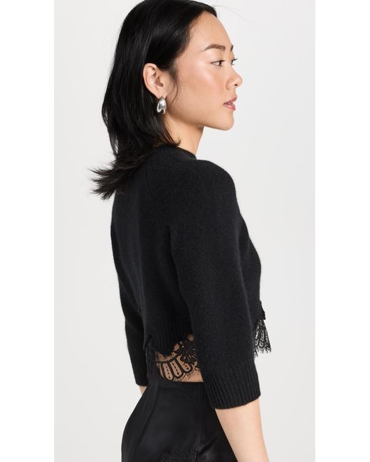 Monse Black Short Sleeve Lace Hem Sweater
