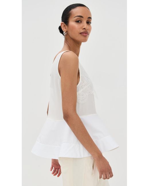 3.1 Phillip Lim Peplum Tank With Lace in White | Lyst