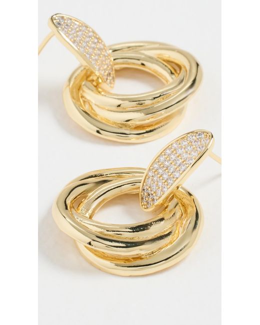 By Adina Eden Metallic Pave Dangling Twisted Knot Stud Earrings