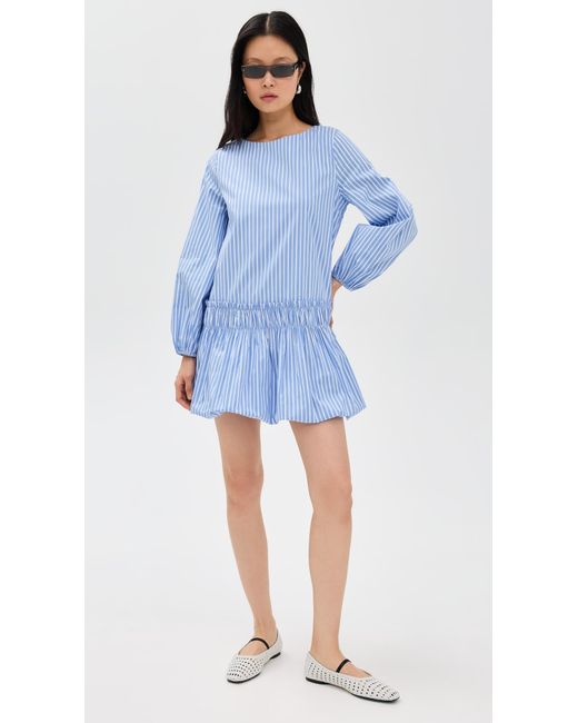 English Factory Blue Stripe Balloon Mini Dress