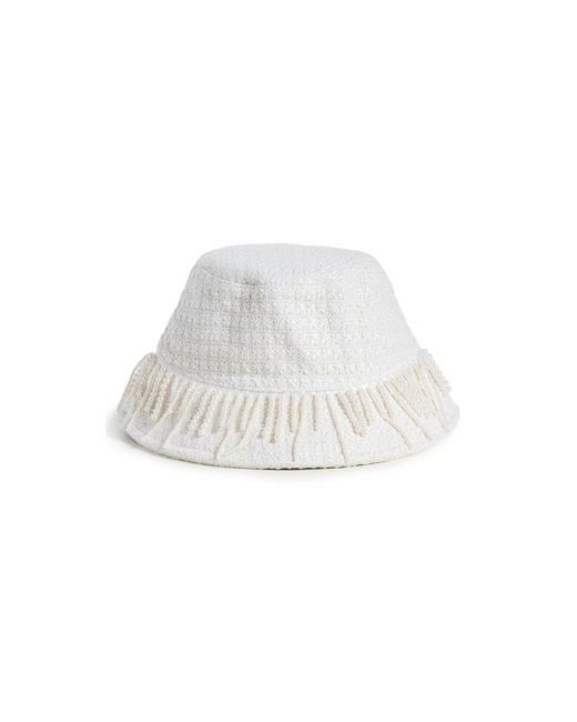 Lele Sadoughi White Drippy Pearl Bucket Hat