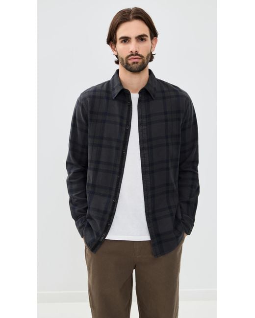 Rag & Bone Blue Tomlin Overdyed Flannel Shirt for men