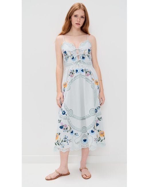 Sea White Celia Embroidery Slip Dress
