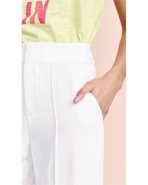 Alice + Olivia White Dylan High Waisted Leg Pants