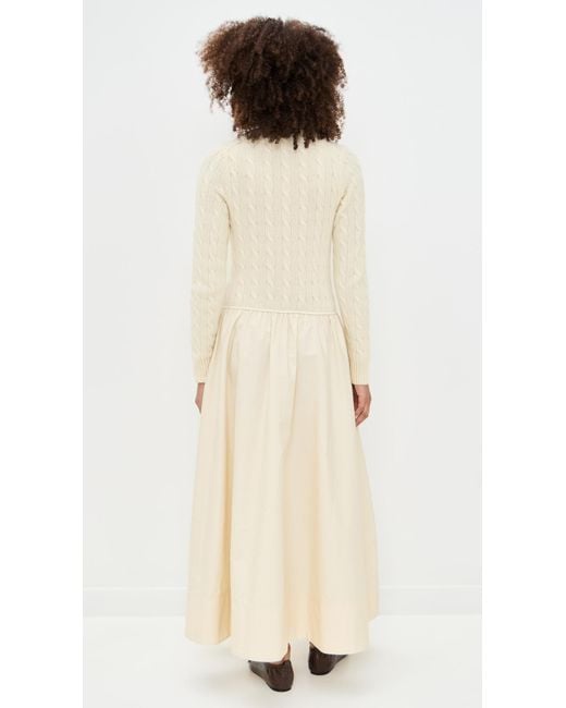 Polo Ralph Lauren Mixed Media Crew Neck Dress in White | Lyst
