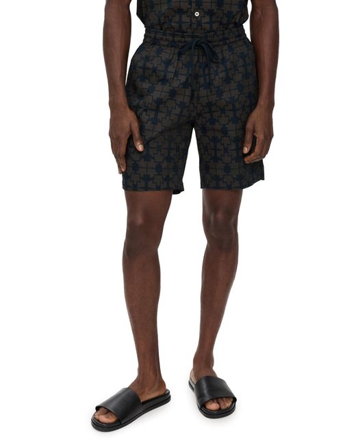 Universal Works Black Printed Simple Shorts for men