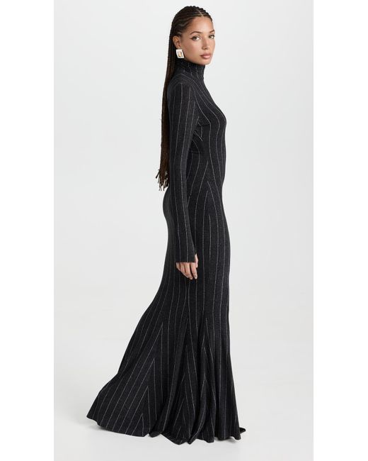 Norma Kamali Black Long Sleeve Turtle Fishtail Gown