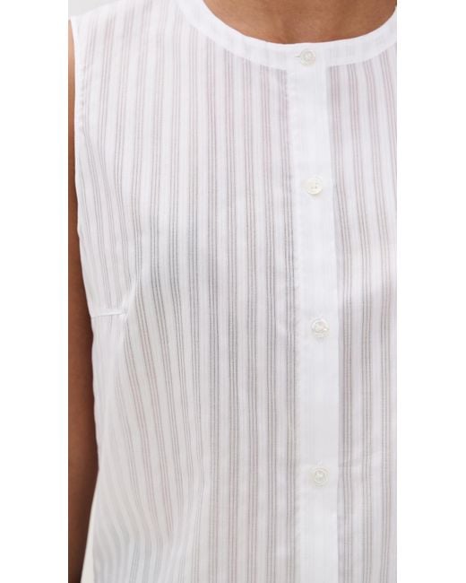 Theory White Sleeveless Button Down Shell
