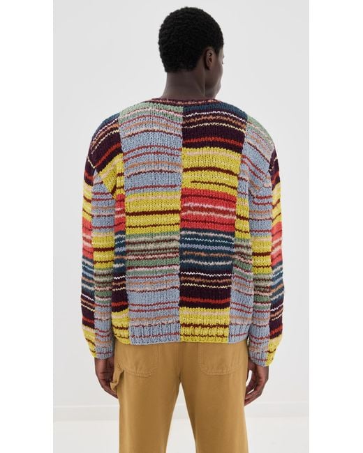 The Elder Statesman Multicolor Patchwork Scrap Crew Pullover