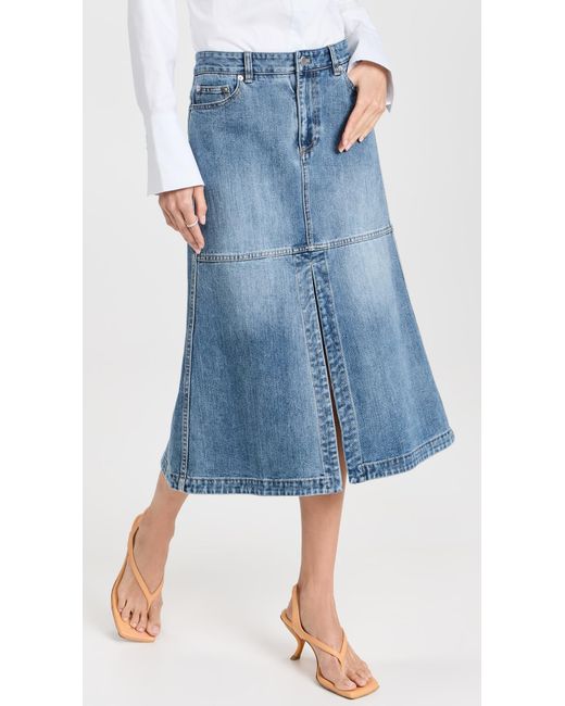 Tibi Classic Wash Denim Skirt in Blue | Lyst