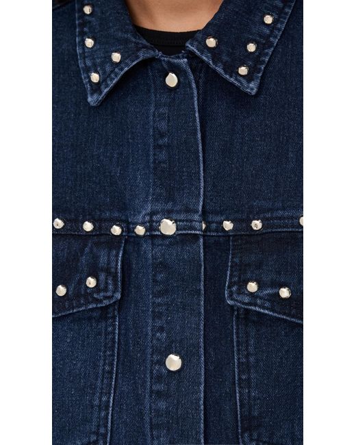 Moon River Blue Button Up Stud Detail Denim Jacket