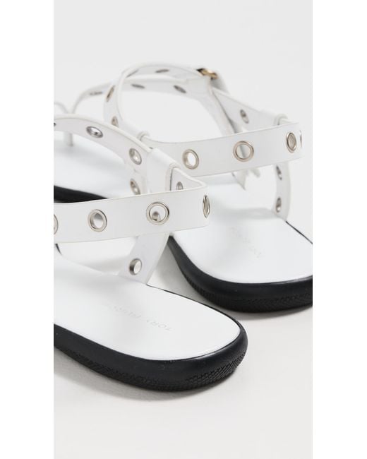 Tory Burch White Eyelet Toe Ring Sandals