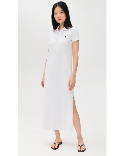 Polo Ralph Lauren Cotton-Mesh Polo Dress in White | Lyst