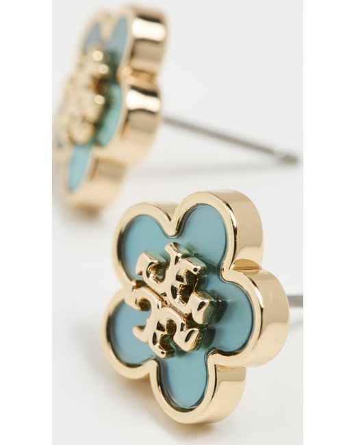 Tory Burch Blue Kira Flower Studs
