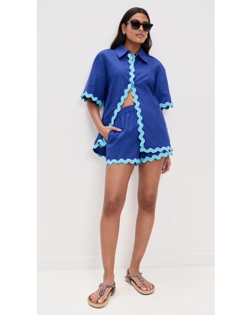English Factory Blue Scallop Detailed Shorts
