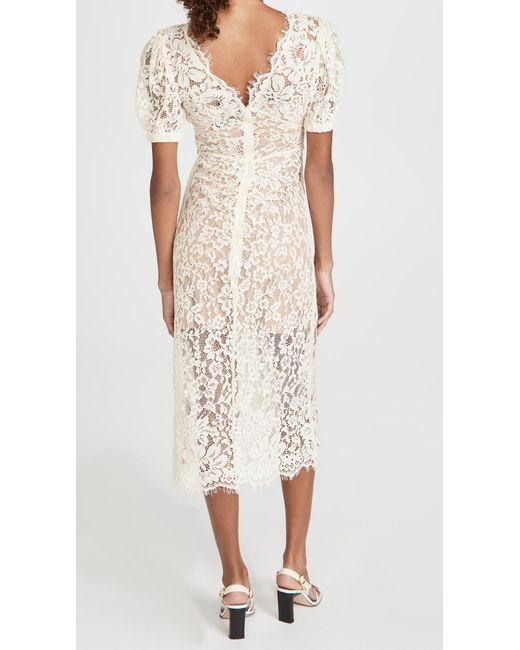 Fine Corded Lace Midi Dress in Ivory 