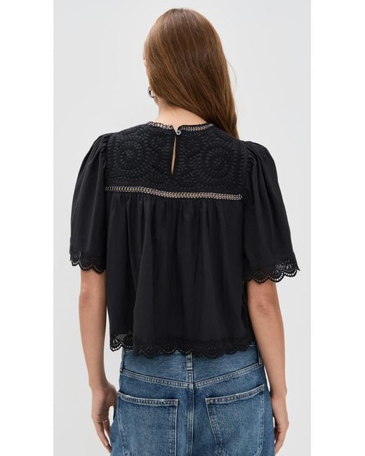 Sea Black Larissa Embroidery Top