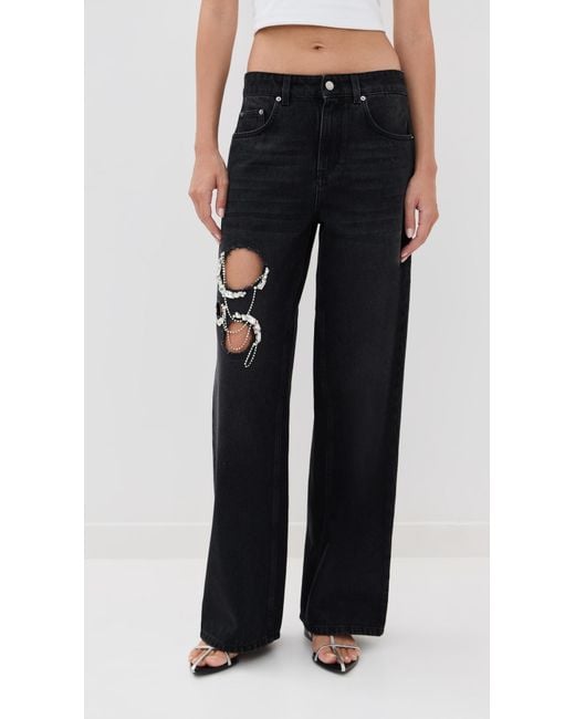 Area Black Crystal Chain Cutout Relaxed Jeans