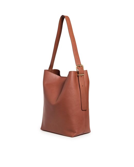 Madewell Red The Essential Bucket Tote In Leather
