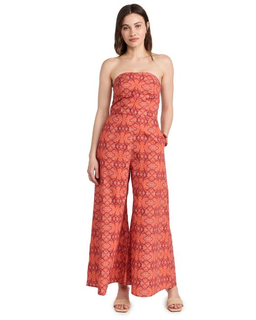KAHINDO Red Beau Strapess Jumpsuit