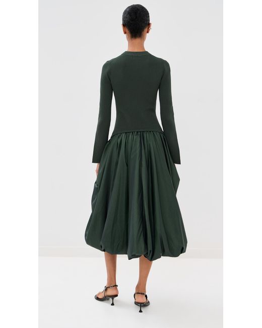 Jonathan Simkhai Green Kenlie Mock Neck Midi Dress