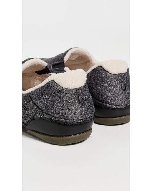 Olukai Black Puku'I Slippers for men