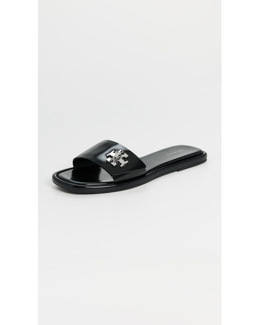 Tory Burch Black T Lock Slides