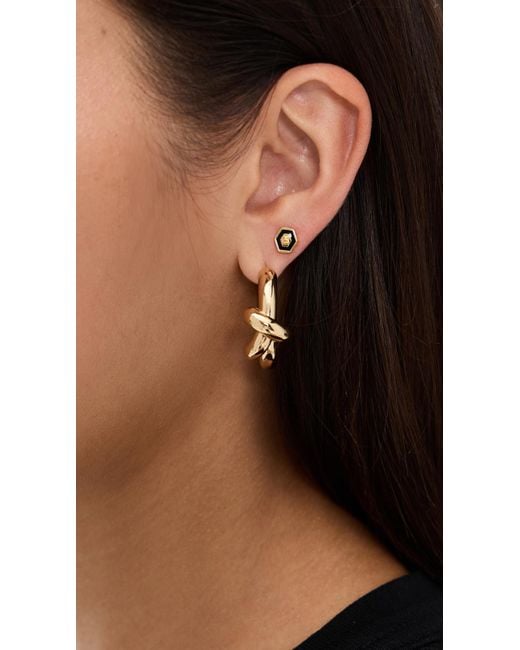 Gwen Beloti Multicolor Initial Hex Stud Earrings