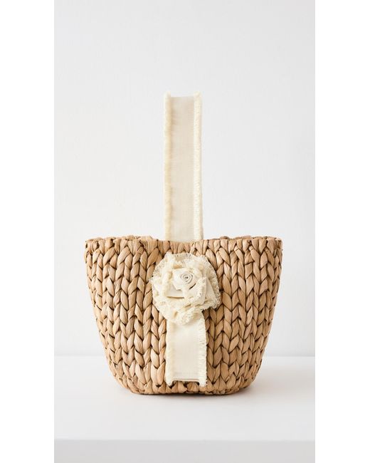 PAMELA MUNSON Petite Isla Bahia Basket Fleur Bag in White | Lyst