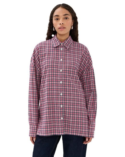 Tibi Purple Flannel Menswear Shirting Oversized Shirt