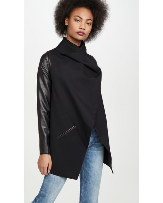 Spanx Black Faux Leather Convertible Jacket