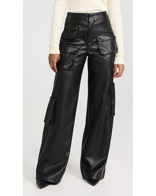 AFRM Black Faux Leather Maxwell Wide Leg Pants
