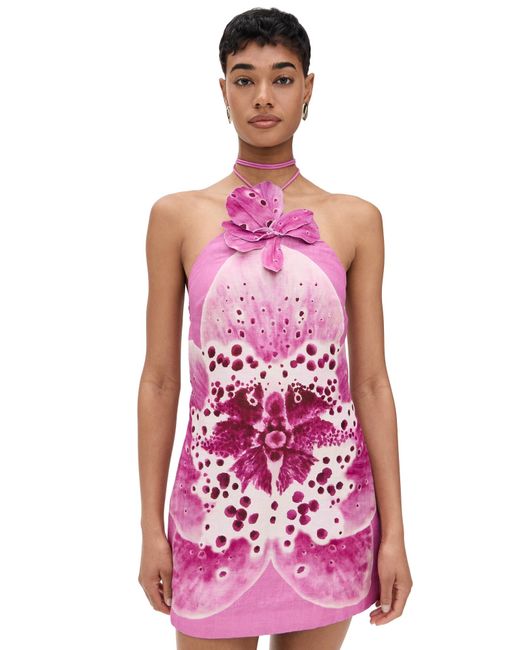 AMUR Red Everlee Orchid Print Mini Dress