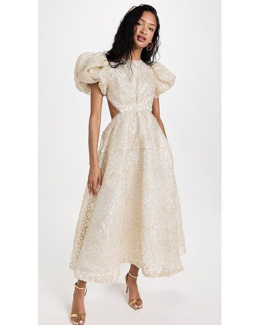 Aje. Patina Lace Midi Dress in Natural | Lyst Aje. Patina Lace Midi Dress in Natural | Lyst