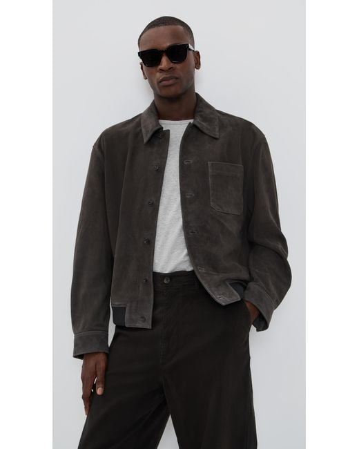 FRAME Black Suede Bomber Jacket for men