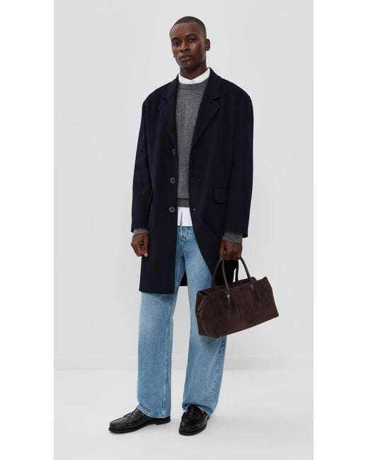 FRAME Black Double Face Wool Overcoat for men