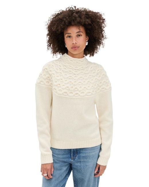 Theory White Cable Yoke Sweater