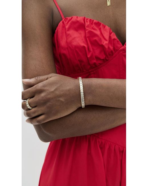 By Adina Eden Metallic Colored Baguette Cubic Zirconia Bezel Tennis Bangle
