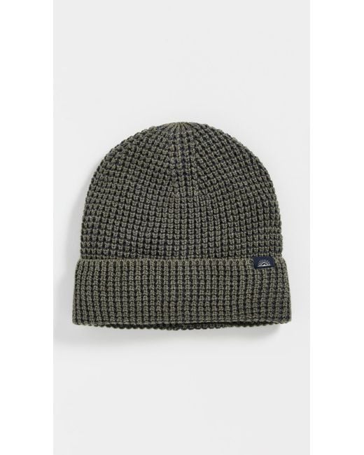Faherty Brand Black Plaited Waffle Beanie for men