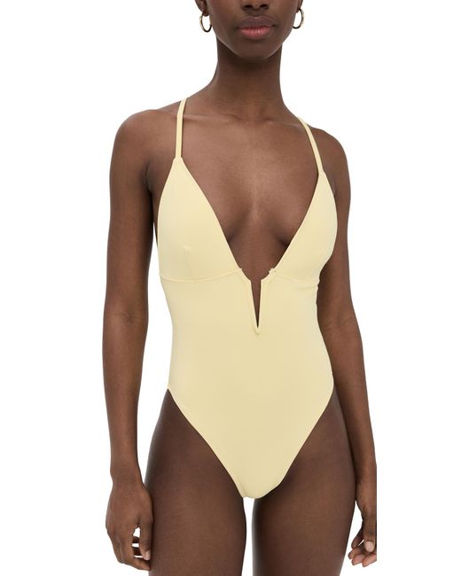 GOOD AMERICAN Yellow Deep V Compression Swimsuit