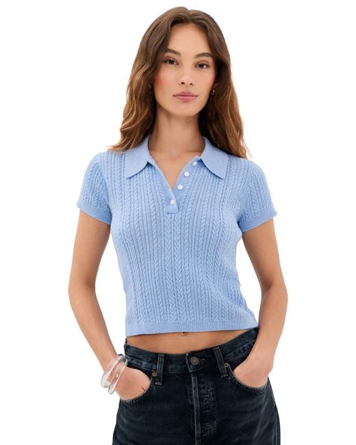 GOOD AMERICAN Blue The Micro Cable Polo