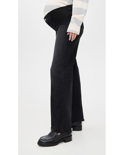 PAIGE Black Anessa Maternity Raw Hem Jeans
