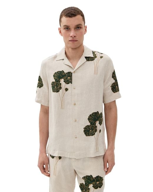 Frescobol Carioca Natural Roberto Linen Short Sleeve Shirt for men